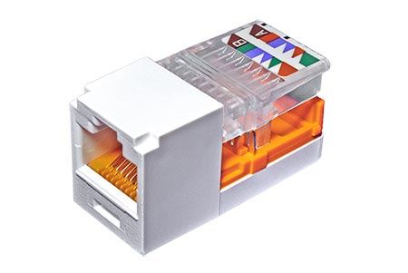 Modul RJ45, Mini-Com Mini-Jack, kat. 5e, UTP, arkticky bílý