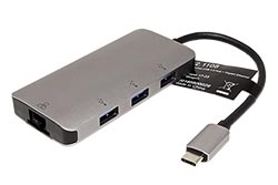 Multiport adaptér USB 5Gbps, USB C(M)  -> 1Gb LAN + Hub 3x USB3.0 A(F)