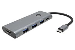 Multiport adaptér USB C -> HDMI (4K@60Hz), 3x USB 3.0 A, SD + microSD, PD