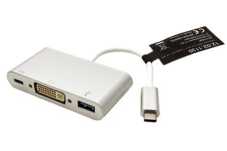 Multiport adaptér USB C(M) -> DVI-D(F), 1920x1200, USB3.0 A(F), USB C(F) PD
