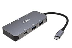 Multiport adaptér USB C (M) -> HDMI (4K@30Hz), 1Gb LAN, 2x USB3.0 A(F) + USB C(F), USB C (PD)
