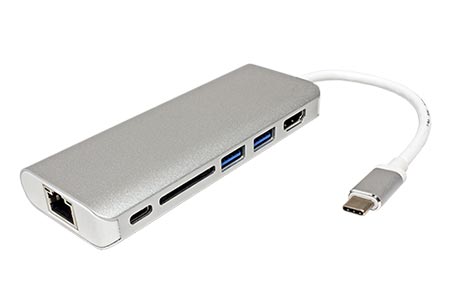 Multiport adaptér USB C (M) -> HDMI A(F) (4K@30Hz) , 2x USB3.0 A(F), SD, 1Gb LAN, USB C (PD)