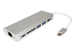 Multiport adaptér USB C (M) -> HDMI A(F) (4K@30Hz) , 2x USB3.0 A(F), SD, 1Gb LAN, USB C (PD)