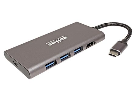 Multiport adaptér USB C(M) -> HDMI A(F) (4K@30Hz), 3x USB3.0 A(F), čtečka karet, USB C(F) PD