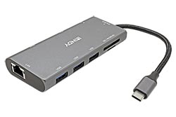 Multiport adaptér USB C (M) -> HDMI A(F) (4K@30Hz) / VGA , 3x USB3.0 A, SD, 1Gb LAN, PD 100W