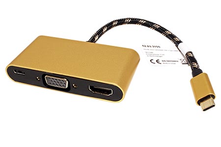 Multiport adaptér USB C(M) -> HDMI A(F) (4K@60Hz), VGA(F), USB C(F) PD