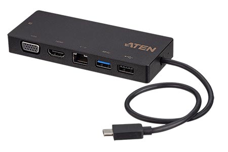 Multiport adaptér USB C(M) -> HDMI A(F), VGA, 1Gb LAN, USB 3.0 A, USB C(F) s PD 3.0 60W (UH3236)