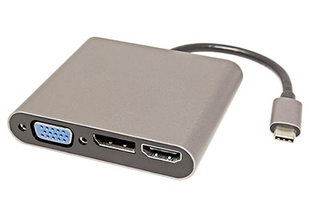 Multiport adaptér USB C(M) -> HDMI, DP (4K@60Hz), VGA, 100Mb LAN