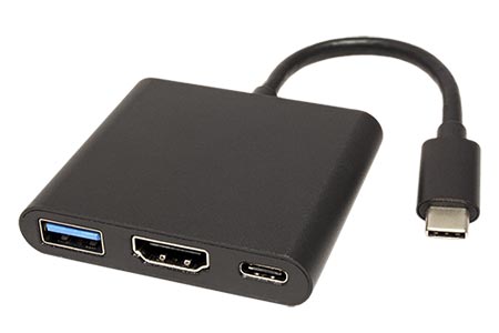 Multiport adaptér USB C(M) -> HDMI(F), USB3.0 A(F), USB C(F) PD, 4K@30Hz, Alu
