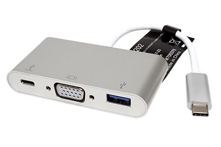 Multiport adaptér USB C(M) -> VGA(F), USB3.0 A(F), USB C(F) PD