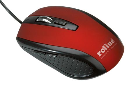 Myš scroll, optická, USB, červená