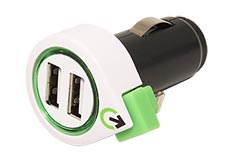 Napájecí adaptér do auta (12-24V), 2x USB, 3,1A + svinovací kabel s lightning konektorem