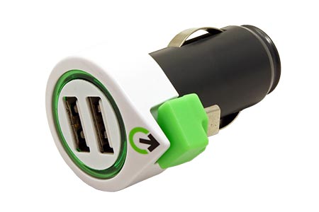 Napájecí adaptér do auta (12-24V), 2x USB, 3,1A + svinovací kabel s microUSB konektorem