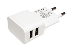 Napájecí adaptér síťový (230V) - 2x USB, 2,4A, bílý