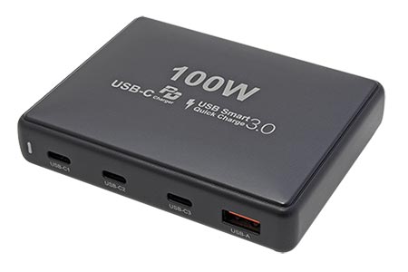 Napájecí adaptér síťový (230V) - 3x USB C+ 1x USB A, GaN, 100W