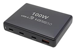 Napájecí adaptér síťový (230V) - 3x USB C+ 1x USB A, GaN, 100W