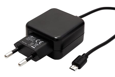 Napájecí adapter síťový (230V) - USB 5V/3,1A, microUSB(M), černý