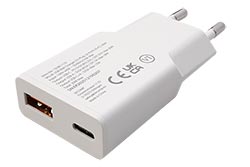 Napájecí adaptér síťový (230V) - USB A + USB C, 20W