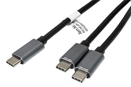 Napájecí kabel USB C, USB C - 2x USB C, 100W, černý, 1,85 m