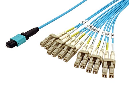 Optický koncový kabel MPO(M) - 12x LC(M), OM3, 2m