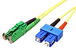 Optický patchkabel E2000(APC) - SC, 9/125(singlemode), LSOH, 3mm, duplex, 3m