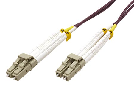 Optický patchkabel LC-LC 50/125 (multimode), duplex, ohebné konektory, OM4, 0,5m