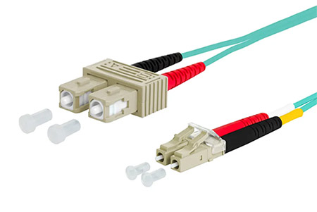 Optický patchkabel LC-SC 50/125 (multi mode), duplex, OM3, LSOH, 2m