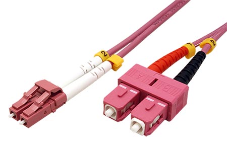 Optický patchkabel LC-SC 50/125 (multimode), 3mm, duplex, OM4, LSOH, 5m