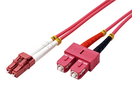 Optický patchkabel LC-SC 50/125 (multimode), duplex, OM4, LSOH, 15m