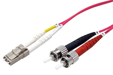 Optický patchkabel LC-ST 50/125 (multimode), 2mm, duplex, OM4, LSOH, 7,5m