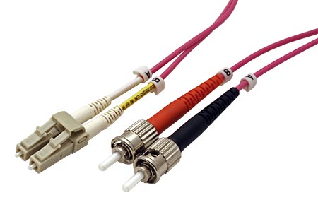 Optický patchkabel LC-ST 50/125 (multimode), duplex, OM4, 5m