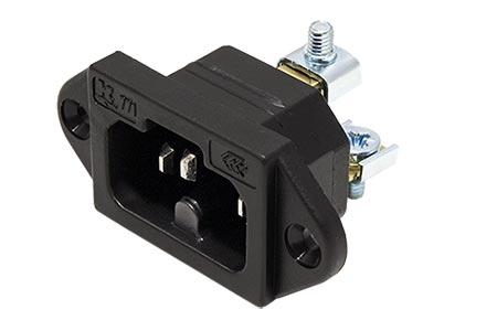 Panelový konektor síťový C16A samec, 250V/10A, černý (918.170)