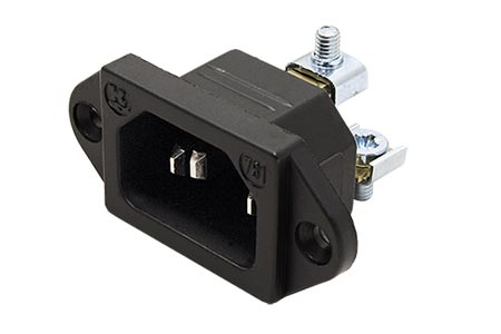 Panelový konektor síťový IEC320 C14 samec, 250V/10A, černý (917.170)