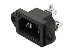 Panelový konektor síťový IEC320 C14 samec, 250V/10A, černý (917.170)