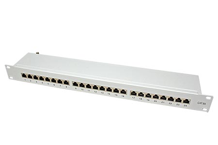 Patchpanel 19" kat. 6a STP, 24 portů, šedý