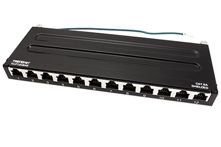 Patchpanel kat. 6a STP, 12 portů, černý, na stěnu (TC-P12C6AS)