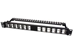 Patchpanel pro keystone 19", STP, 24 portů, neosazený, černý (TC-KP24SA)