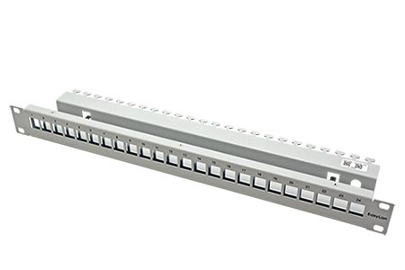 Patchpanel pro keystone 19", STP, 24 portů, neosazený, šedý