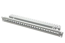 Patchpanel pro keystone 19", STP, 24 portů, neosazený, šedý