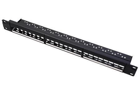 Patchpanel pro keystone 19", UTP, 24 portů, neosazený, černý