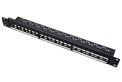 Patchpanel pro keystone 19", UTP, 24 portů, neosazený, černý