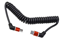 USB 2.0 kroucený kabel USB C(M) - USB C(M), lomené otočné konektory, svítící, 60W, 1,5m