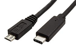 USB 2.0 kabel microUSB B(M) - USB C(M), 2m, černý