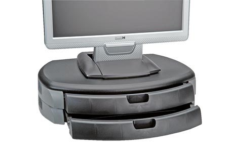 Podstavec pod monitor, 2 x zásuvka A4, černý