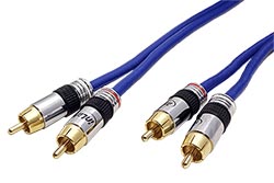 Premium audio kabel 2x cinch(M)- 2x cinch(M), zlacené konektory, 30m, modrý