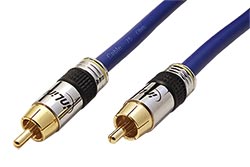 Premium kabel cinch(M) - cinch(M), video, zlacené konektory, 15m, modrý