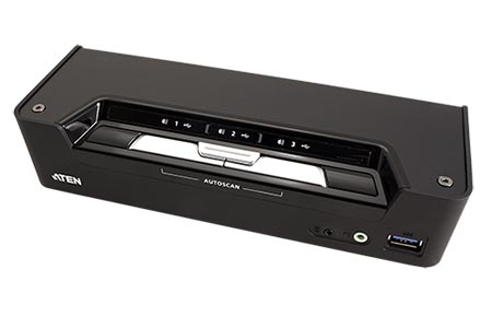 Přepínač KVM 3:1 (USB klávesnice a myš, DP, audio), DP + USB 3.0 + USB C, 4K@60Hz (CS1953)