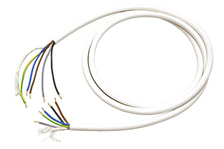 Připojovací kabel, 5x 1,5mm, 2m, bilý, volné konce