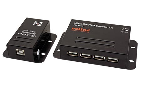 Prodlužovací adaptér 4x USB 2.0 přes TP (RJ45), max.50m