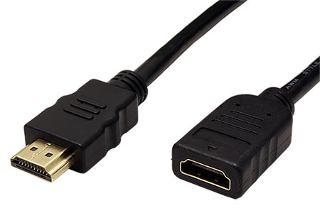 Prodlužovací High Speed HDMI kabel s Ethernetem, HDMI M - HDMI F, zlacené konektory, 1m